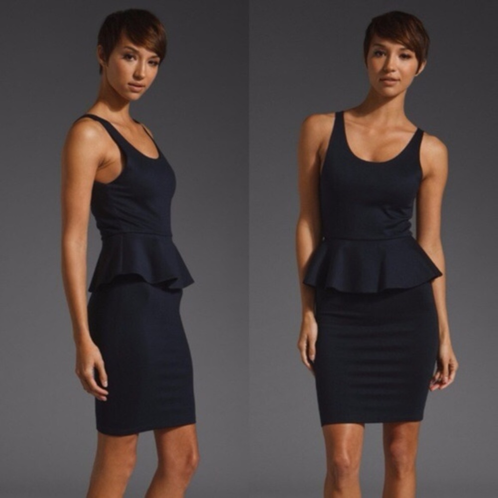 Alice + Olivia Tory Peplum Dress in Navy